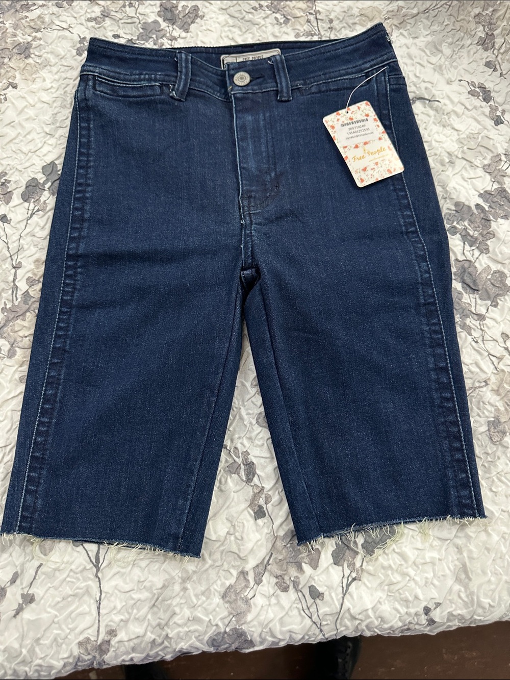 Free People Dark Indigo Slim Straight Denim Shorts